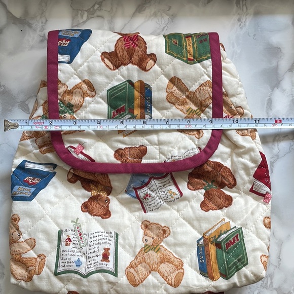 Teddy Bear and books quilted style packpack - Picture 6 of 7